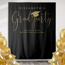 Fundo Fotográfico de Festa de Graduação Preto e Do