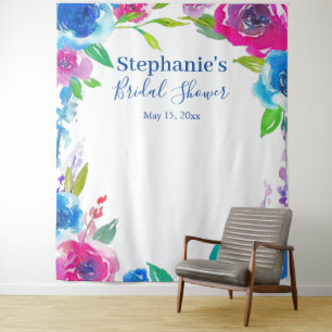 Tapete De Parede Fundo fotográfico floral atraente para chá de noiv