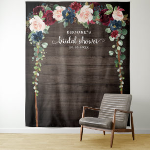 Tapete De Parede Fundo Fotográfico Floral Bege Borgonha para Chá de