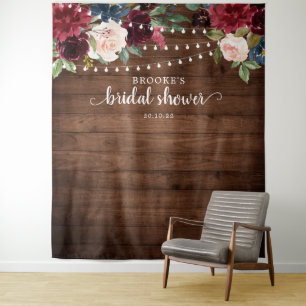 Tapete De Parede Fundo Fotográfico Floral Bege Borgonha para Chá de