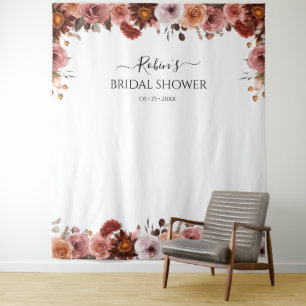 Tapete De Parede Fundo Fotográfico Floral Bege e Borgonha para Qual