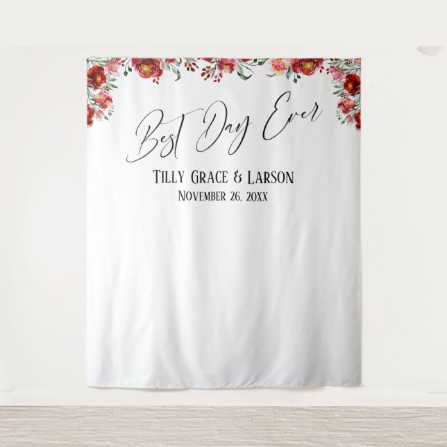 Tapete De Parede Fundo Fotográfico Floral Vermelho para o Melhor Di (Frente)