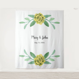 Tapete De Parede Fundo Fotográfico Folhagem Verde com Flores Amarel