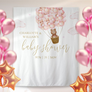 Tapete De Parede Fundo Fotográfico para Chá de Bebê Rosa Bearly Wai