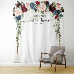 Tapete De Parede Fundo Fotográfico para Chá de Noiva Floral Bege Bo