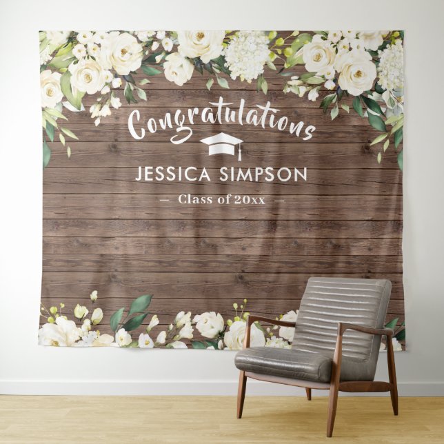 Tapete De Parede Fundo Grad Foto Flores Brancas Eucalipto (In Situ (Horizontal))