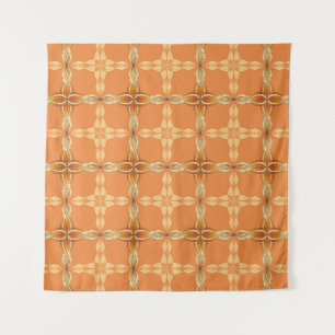 Tapete De Parede Fundo laranja com tribo abstrato repetido