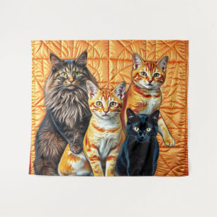Tapete De Parede Fundo Laranja Inclina Quatro Gatos