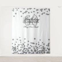Fundo para 60º Aniversário Confetes Prata e Branco
