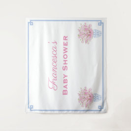 Tapete De Parede Fundo Para Chá de Bebê Online Rosa e Azul Preppy