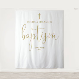 Tapete De Parede Fundo para Foto de Batismo com Letra Gold Elegante