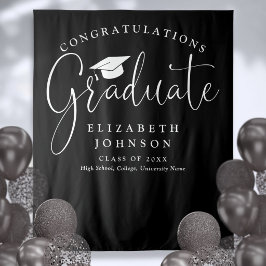 Tapete De Parede Fundo para Foto de Festa de Graduação Preto e Bran