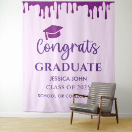 Tapete De Parede Fundo para Fotografia de Formatura Roxo Fofo Chic