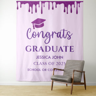 Tapete De Parede Fundo para Fotografia de Formatura Roxo Fofo Chic