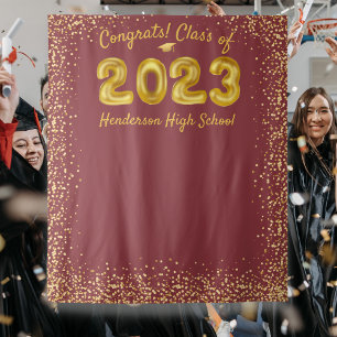 Tapete De Parede Fundo para Fotos de Formatura 2023 Balões Dourados