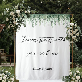 Tapete De Parede Fundo Personalizado de Casamento Verde Botânico