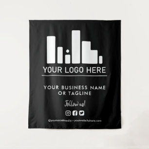 Tapete De Parede Fundo Preto com Logotipo Grande e Mídias Sociais