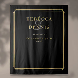 Tapete De Parede Fundo Preto e Dourado de Casamento com Decoração A