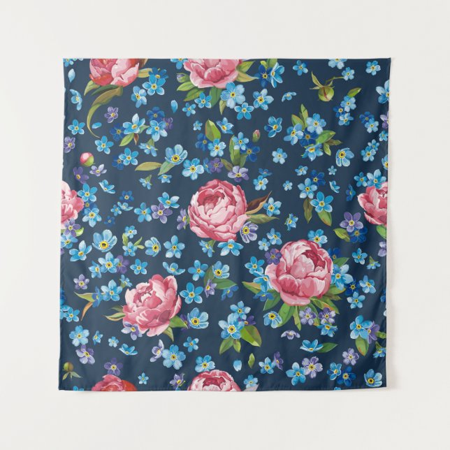 Tapete De Parede Fundo Retroativo de Peões Rosa Elegantes (Frente)