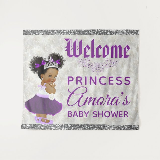 Tapete De Parede Fundo Roxo e Prata da Princesa Africana Real (Frente (Horizontal))