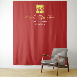 Tapete De Parede Fundo simples de cerimônia de chá chinês vermelho