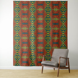 Tapete De Parede Fundo Tribal Vintage Geométrico Azul Vermelho Amar