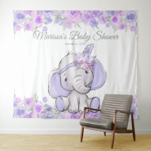 Fundo XL para Chá de Bebê de Menina Elefante Boho