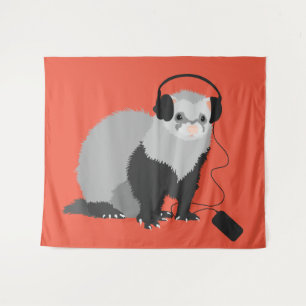 Tapete De Parede Funny Ferret Music Lover