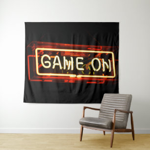 Tapete De Parede Game On Neon Sign Game