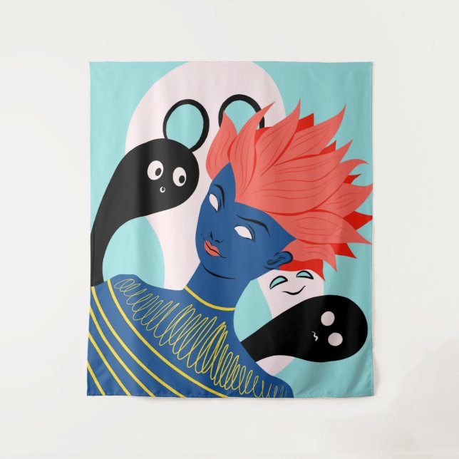 Tapete De Parede Garota alienígena com fantasmas fantasmas imaginár (Frente)