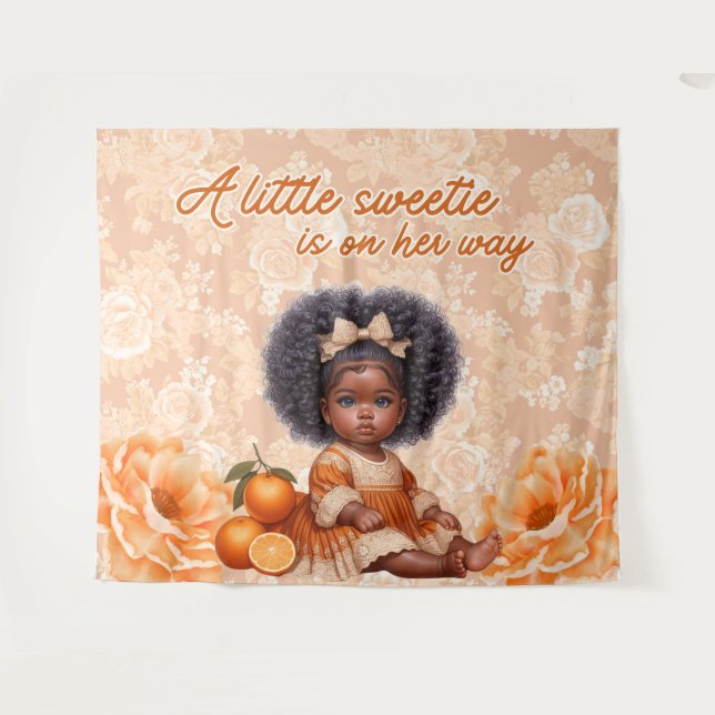 Tapete De Parede Garota Americana Africana | Pintura de laranja doc (Frente (Horizontal))
