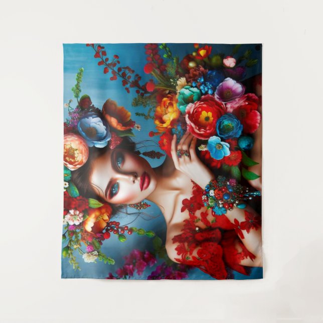 Tapete De Parede Garota com Flores (Frente)