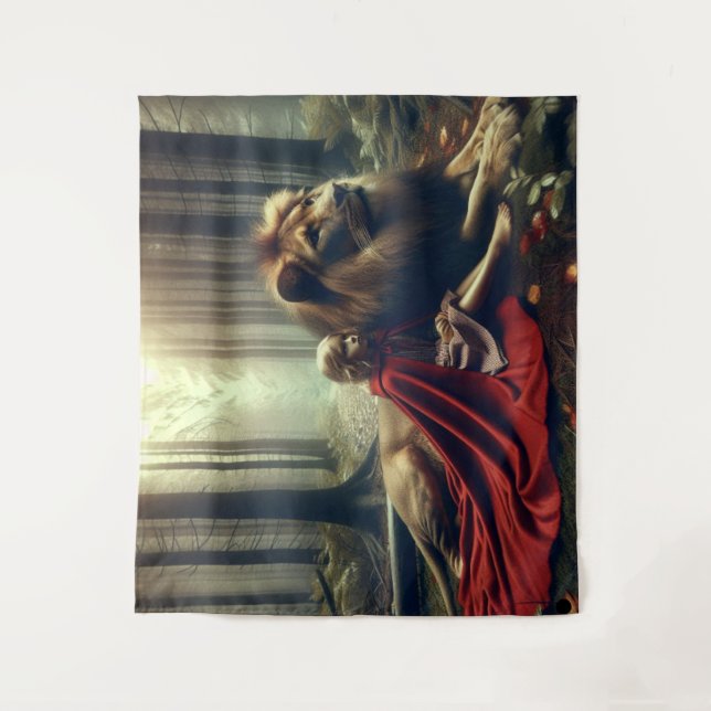 Tapete De Parede Garota com Leão (Frente)