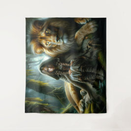 Tapete De Parede Garota com Leão