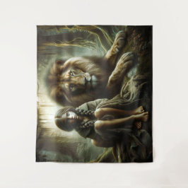 Tapete De Parede Garota com Leão