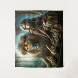 Tapete De Parede Garota com Leão