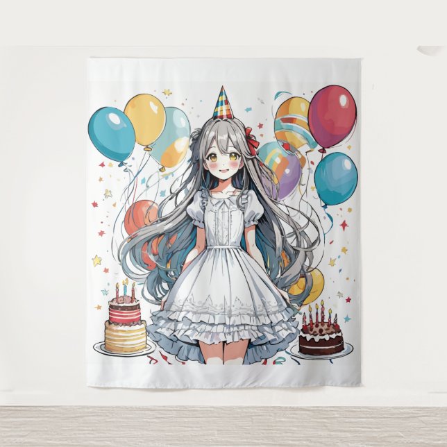 Tapete De Parede Garota de anime Aniversário (Frente)