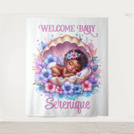 Tapete De Parede Garota Dormindo no Pastel Floral de Seashell