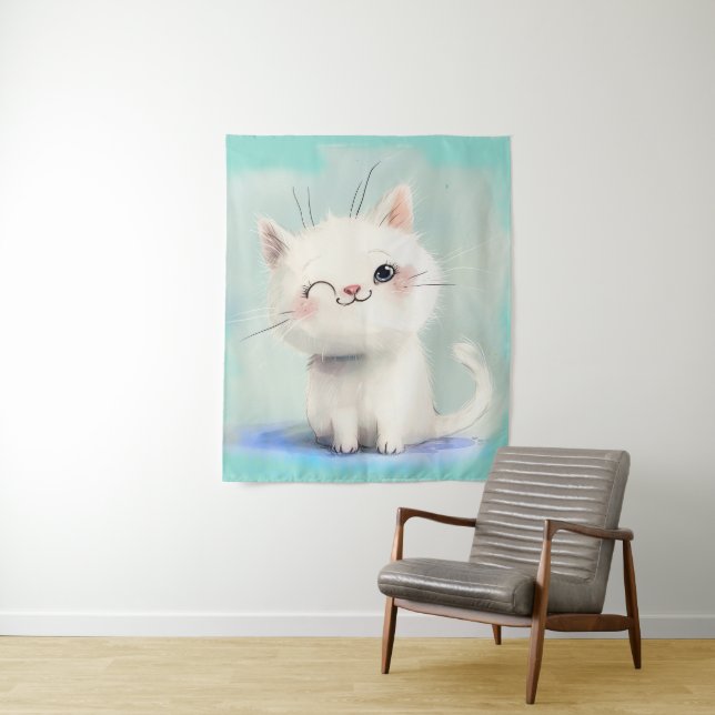 Tapete De Parede Gatinho Branco Bonito (In Situ)