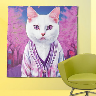 Tapete De Parede Gatinho Sakura