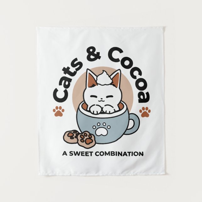 Tapete De Parede Gato Adorável no Design de Férias de Mug - Gato e  (Frente)