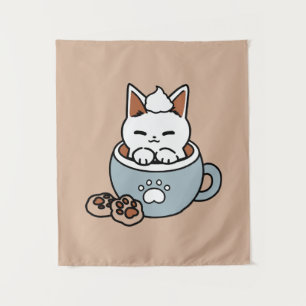 Tapete De Parede Gato Adorável no Design de Férias de Mug - Gato e 