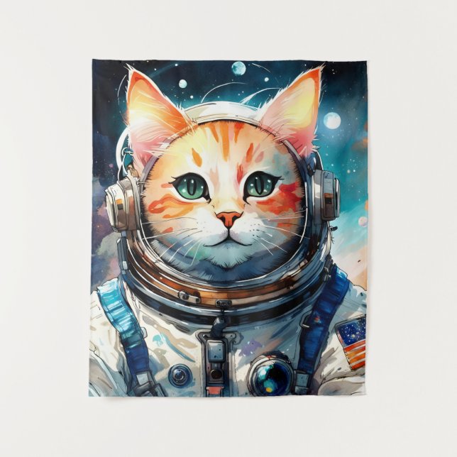 Tapete De Parede Gato Astronauta Adorável (Frente)