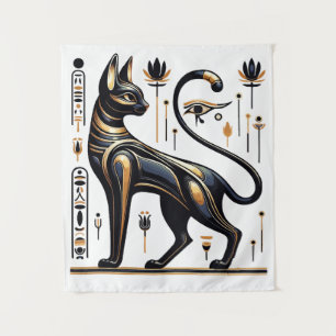 Tapete De Parede Gato Basteta Egípcio - Arte Mística do Ouro