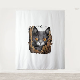 Tapete De Parede Gato bonito de tecido rasgado - Camisa T de Gatos