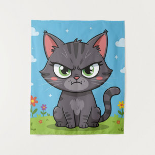 Tapete De Parede Gato cinza zangado pequeno