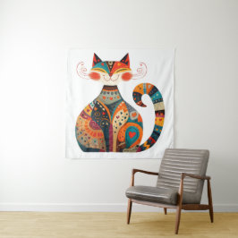 Tapete De Parede Gato Colorido da Arte Popular
