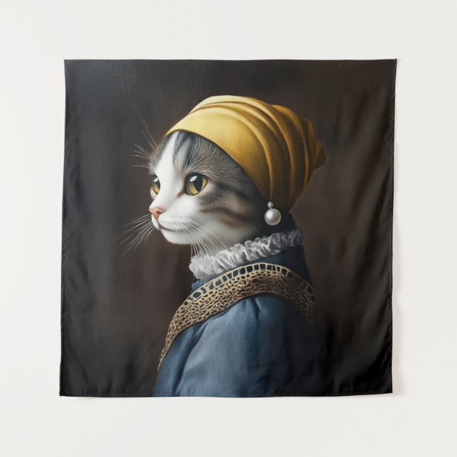 Tapete De Parede Gato com o Brinco de Pérola (Frente)