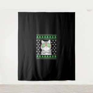 Tapete De Parede Gato com óculos de sol Suéter de Natal Feliz