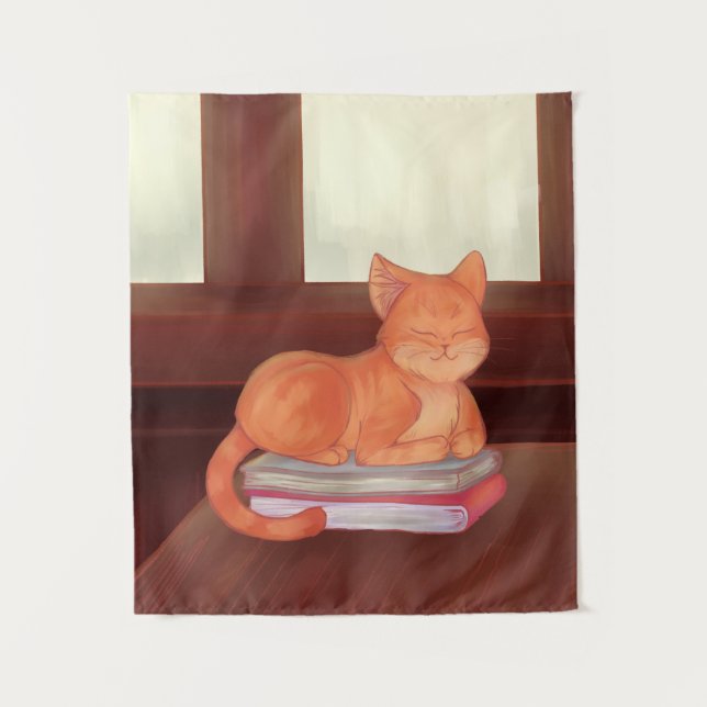 Tapete De Parede Gato de Biblioteca (Frente)